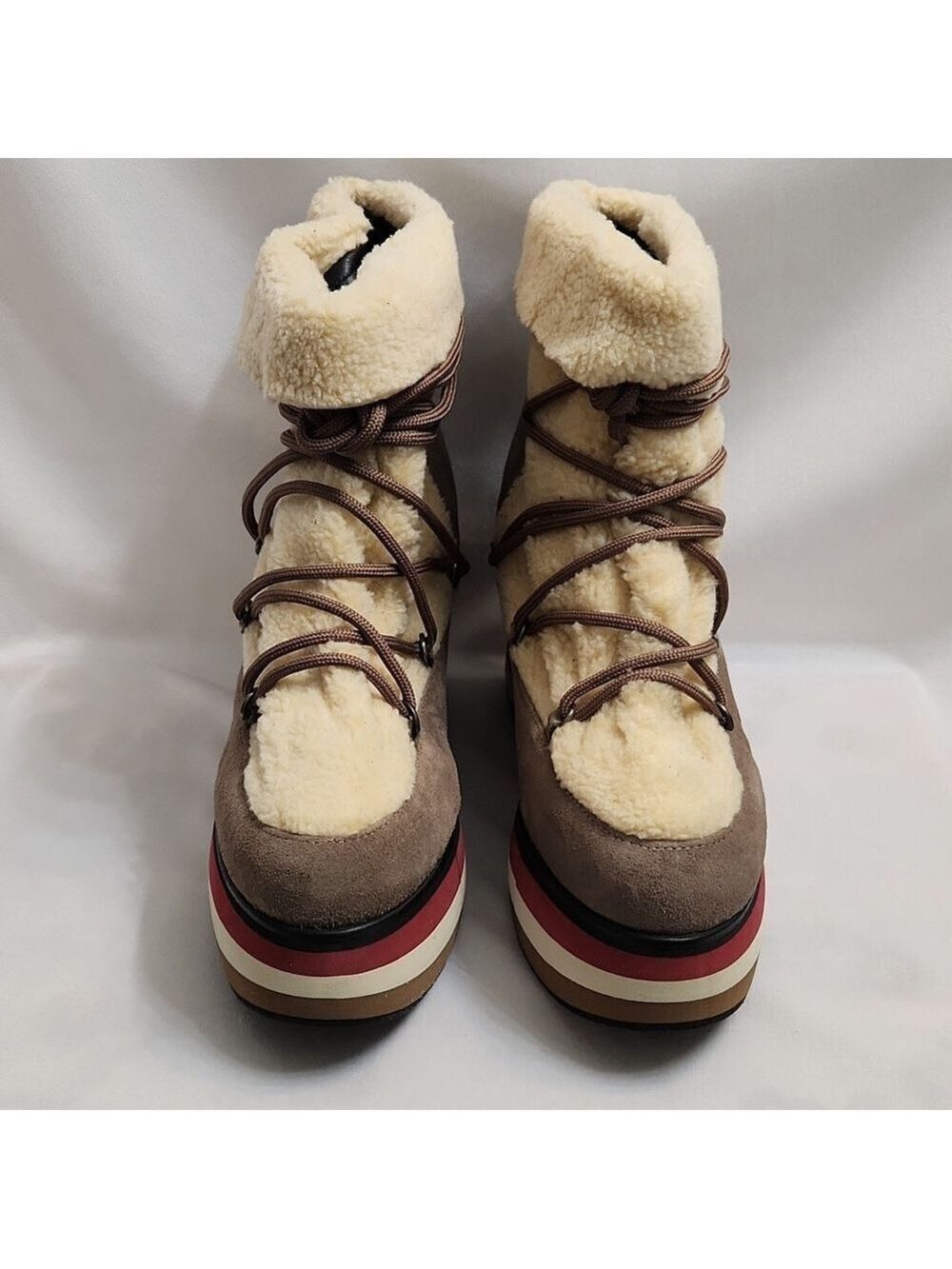 Paloma Barceló Kiran Suede Platform Genuine Shearling Lining Booties (W Size 40) - Picture 7 of 15